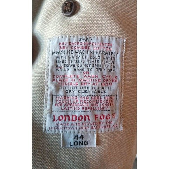 London Fog Men's Vintage Coat Zip Out Winter Liner 44 Long Water Resistant Class - Picture 11 of 12